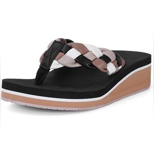 Womens Braid Comfortable Arch Support Flip Flops Soft Cushion Yoga Foam Beach, 9